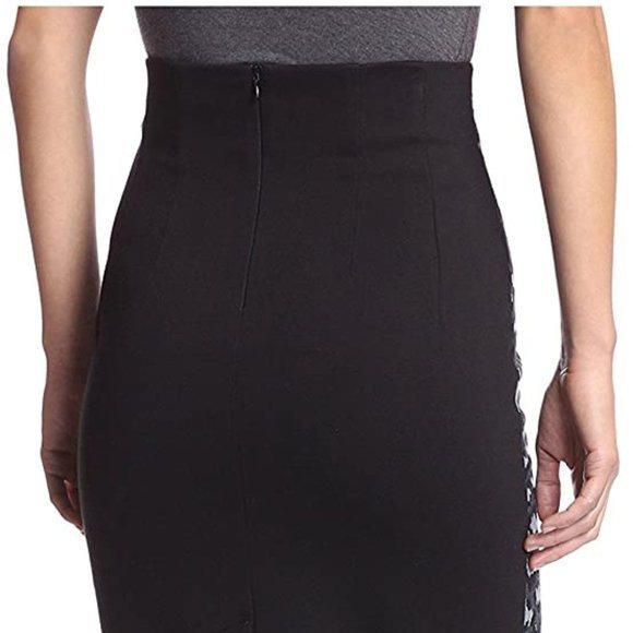 New Sfizio Italy 48 US 10 Blue Leopard Colorblock Ponte Knit Back Pencil Skirt - Picture 3 of 6